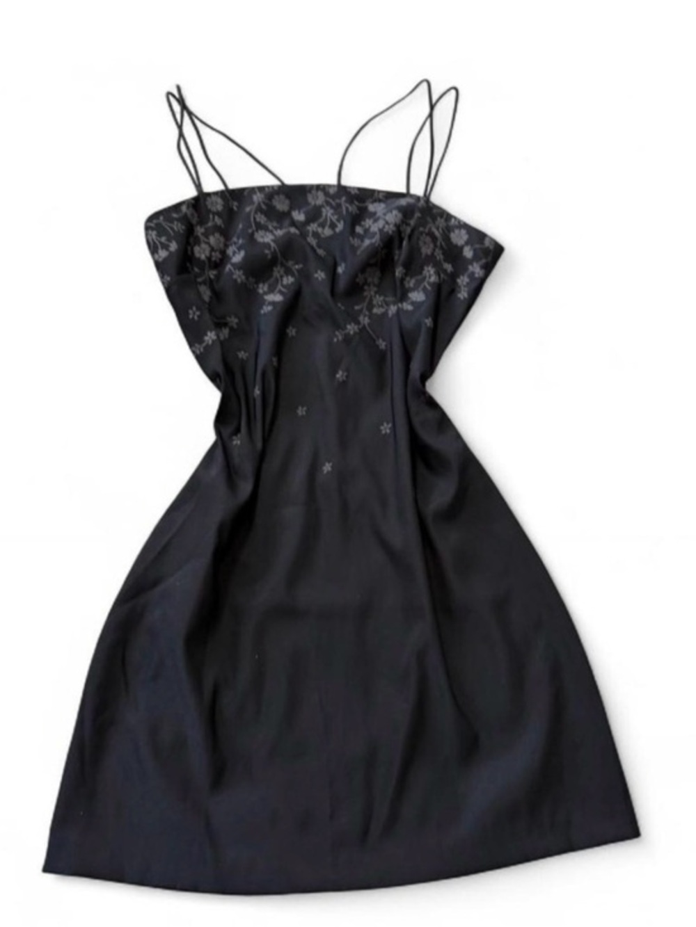 Vintage 90s Y2K Byer Too! Black Floral Jacquard Spaghetti Strap Mini Slip Dress
